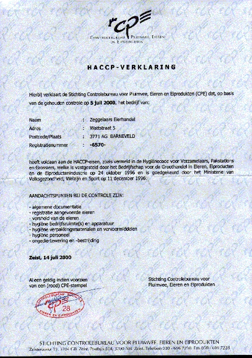 HACCP certificaat